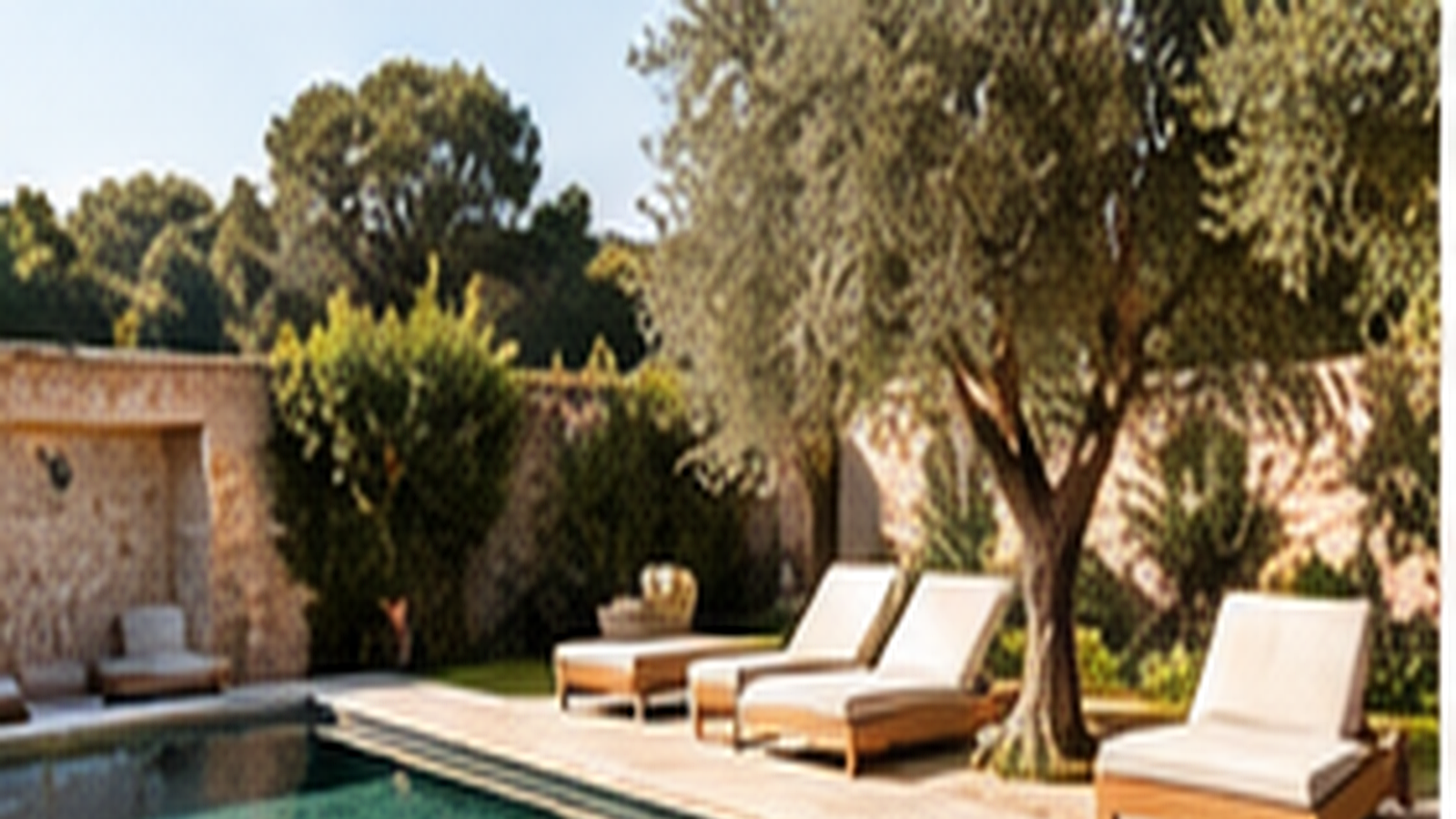Maison avec jardin et piscine dans un environnement arboré