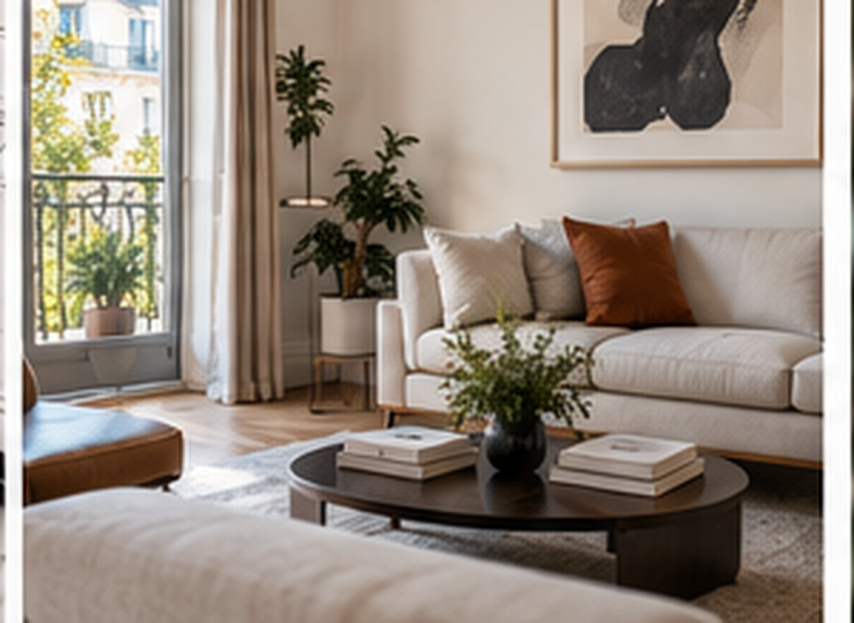 Salon contemporain lumineux et habité
